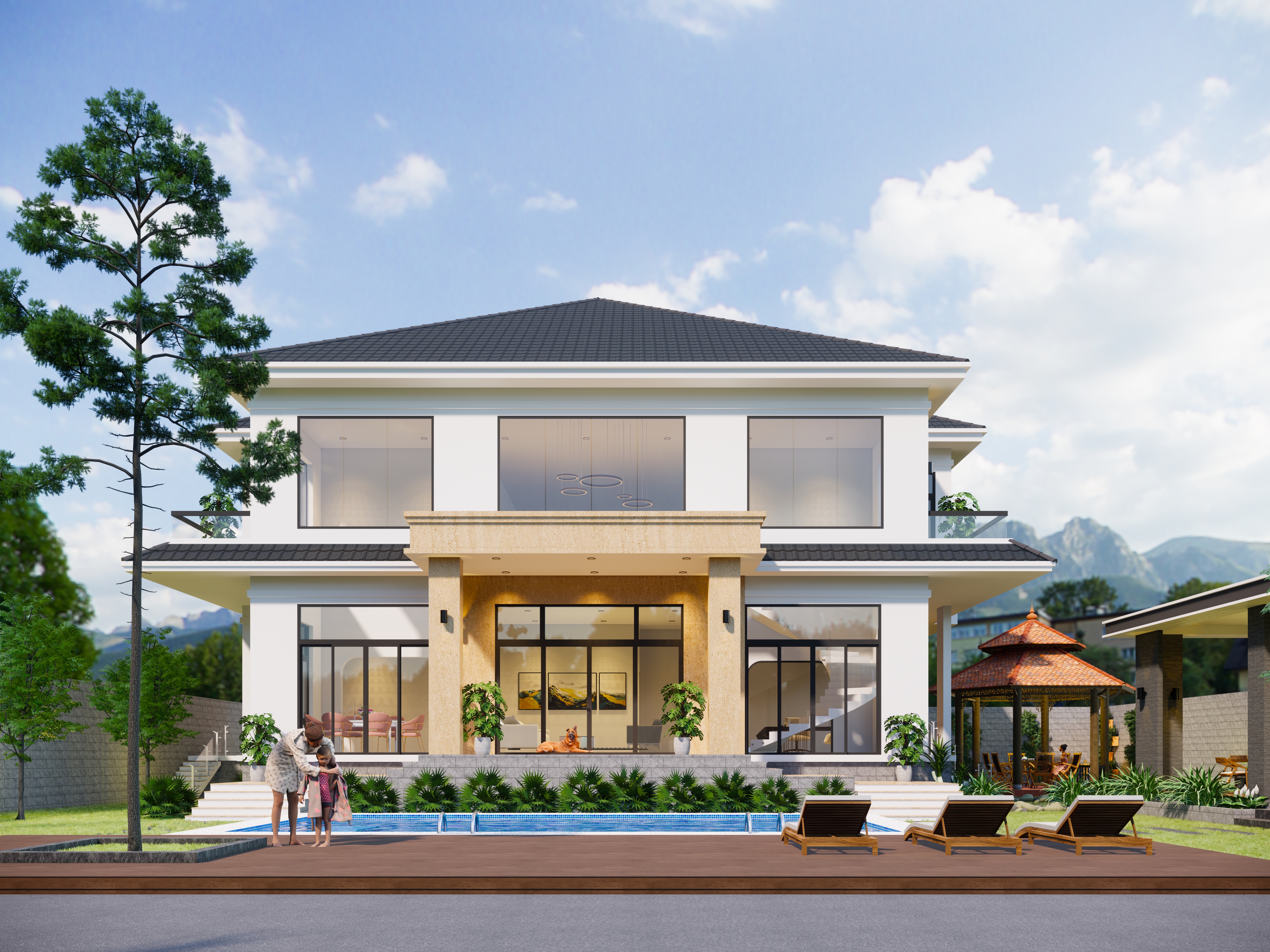 Biệt thự sân vườn 2 tầng - Định Hòa