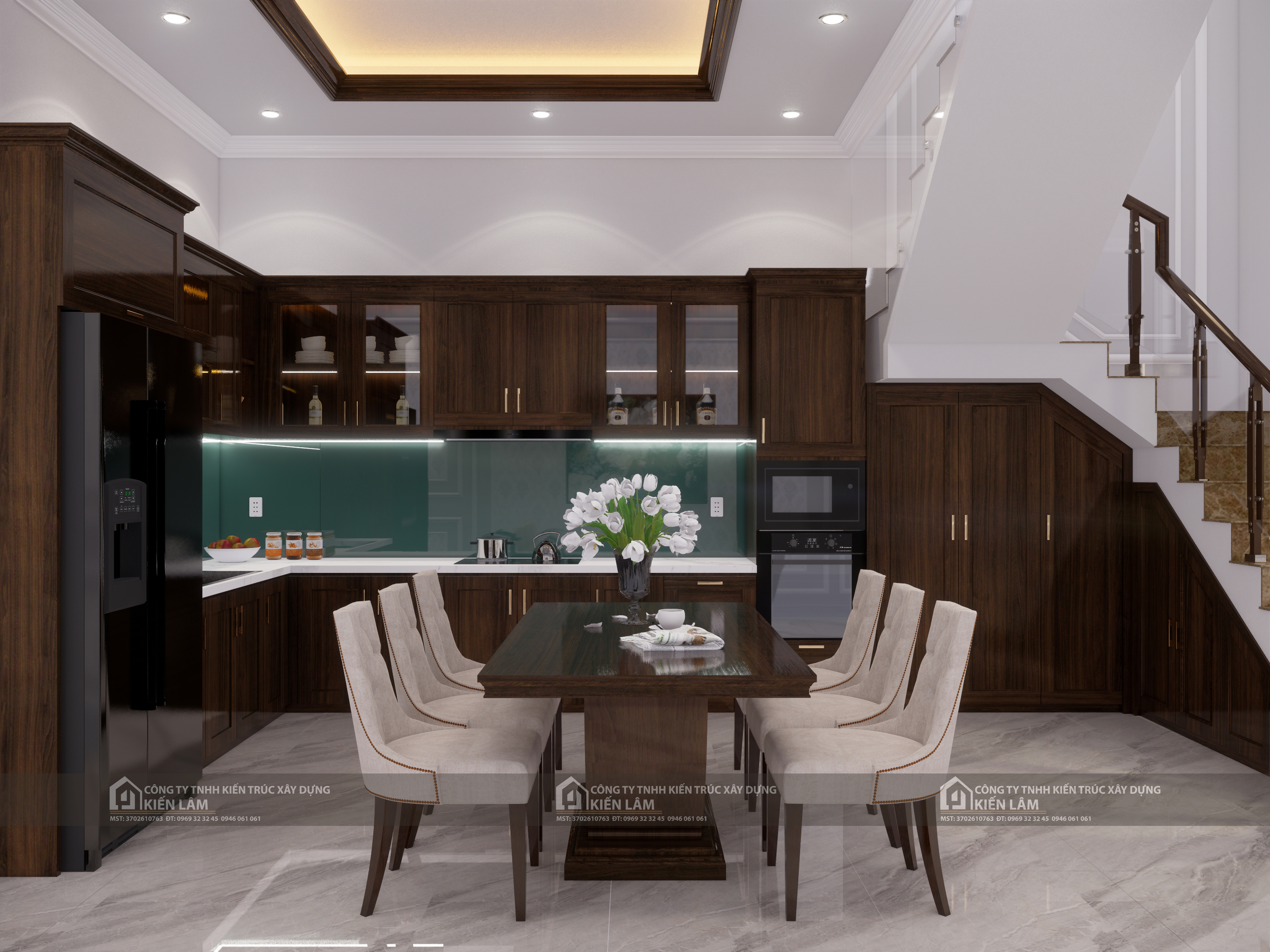Nội thất bếp gỗ walnut